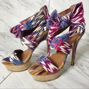 3/$60 Zigi Soho Multicolored Fabric Bow Heels SZ 7